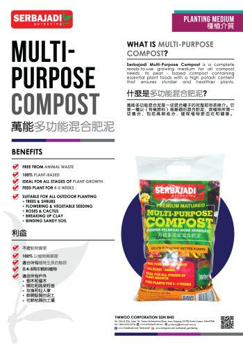 Serbajadi premium matured multi-purpose compost infographic